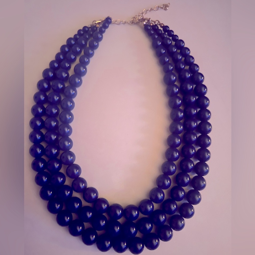 Triple Layered Beaded Blue Necklace
